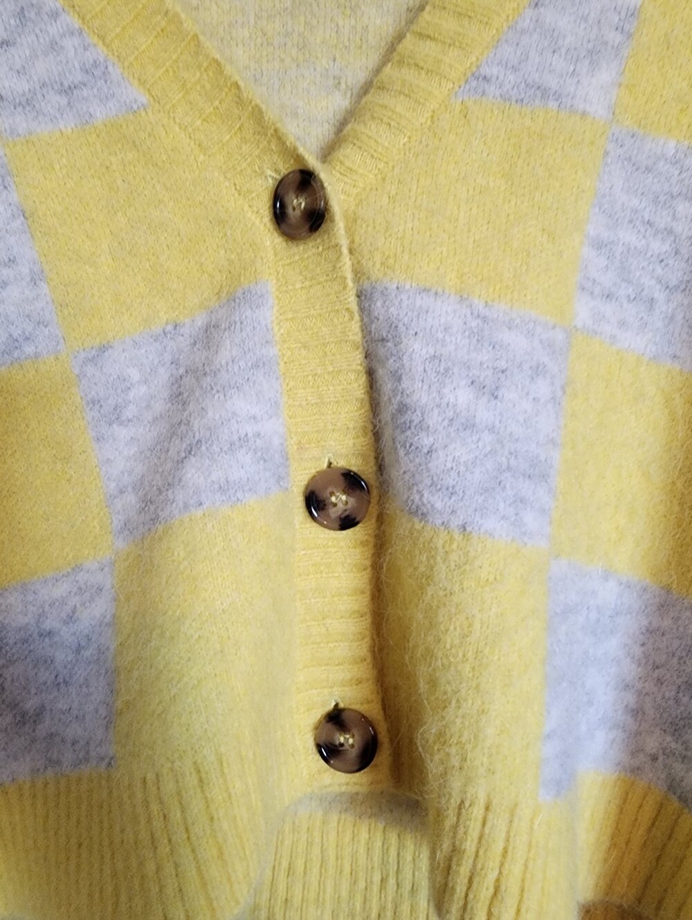 🌟 VIRAL ZARA Y2K Checkerboard Knit Cardigan Cropped Cottagecore Checkered Sz S - Picture 3 of 8